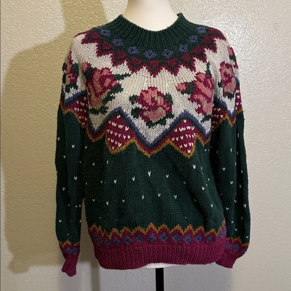 Nordstrom Point Of View Fair Isle Vintage Beautiful Sweater GUC M